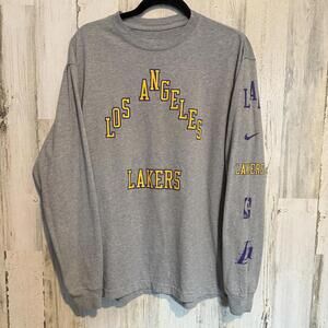 Los Angeles Lakers Men's Large Loose Gray Crewneck Nike City Edition NBA Logo